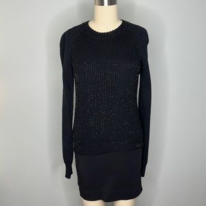 Halogen - Shimmering Beaded Black Crewneck  Sweater - Size Small